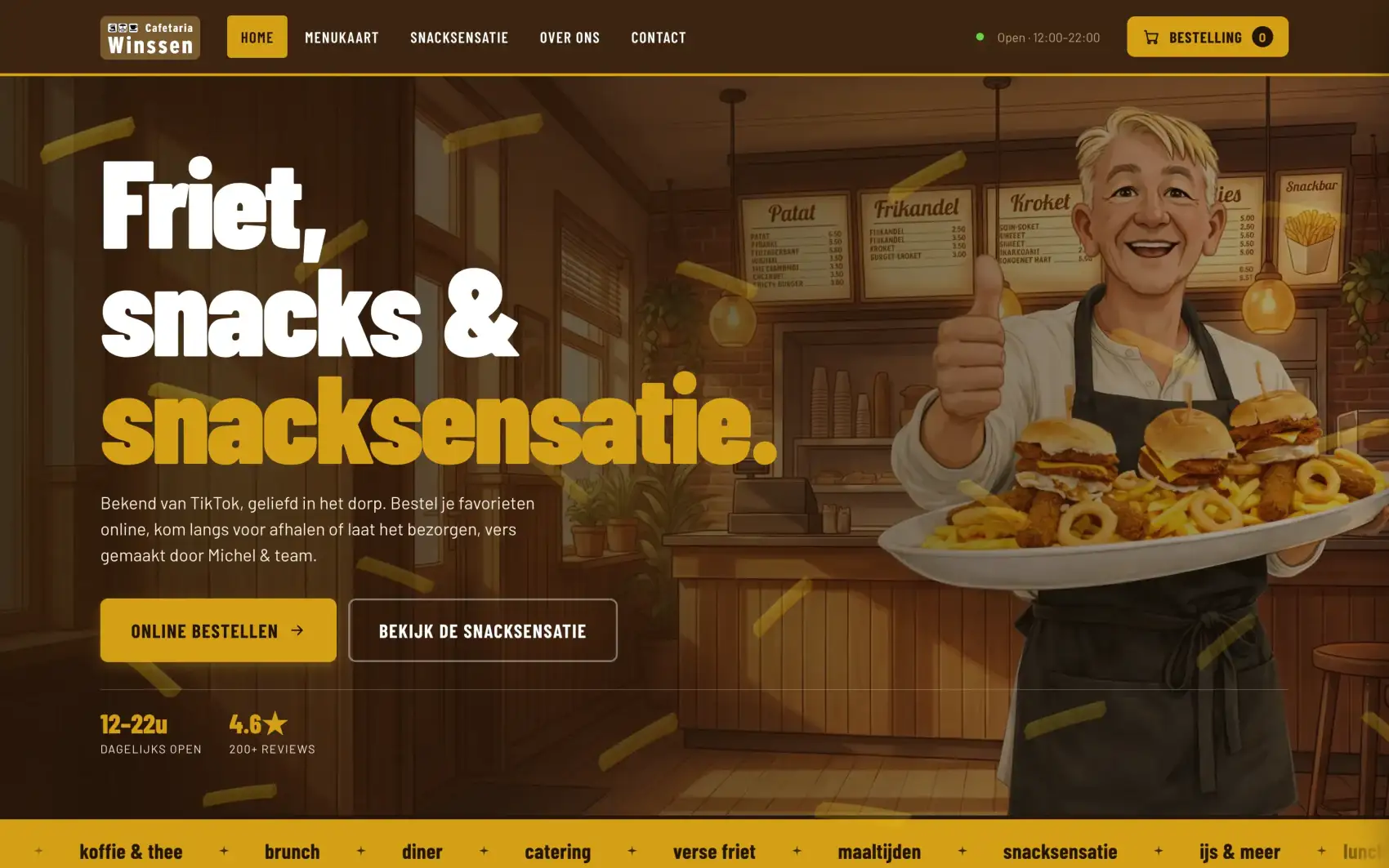 Homepage van de website van Cafetaria Winssen